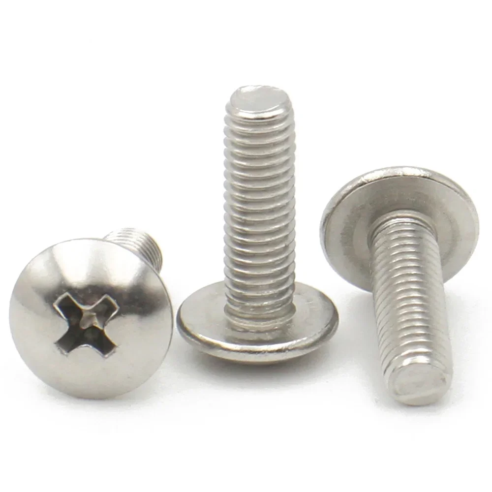 10-50 قطعة 304 A2-70 الفولاذ المقاوم للصدأ المسمار M2.5 M3 M4 M5 M6 JISB1111T فيليبس براغيرو شقة رئيس كبير جولة الصليب الترباس L = 3-70 مللي متر