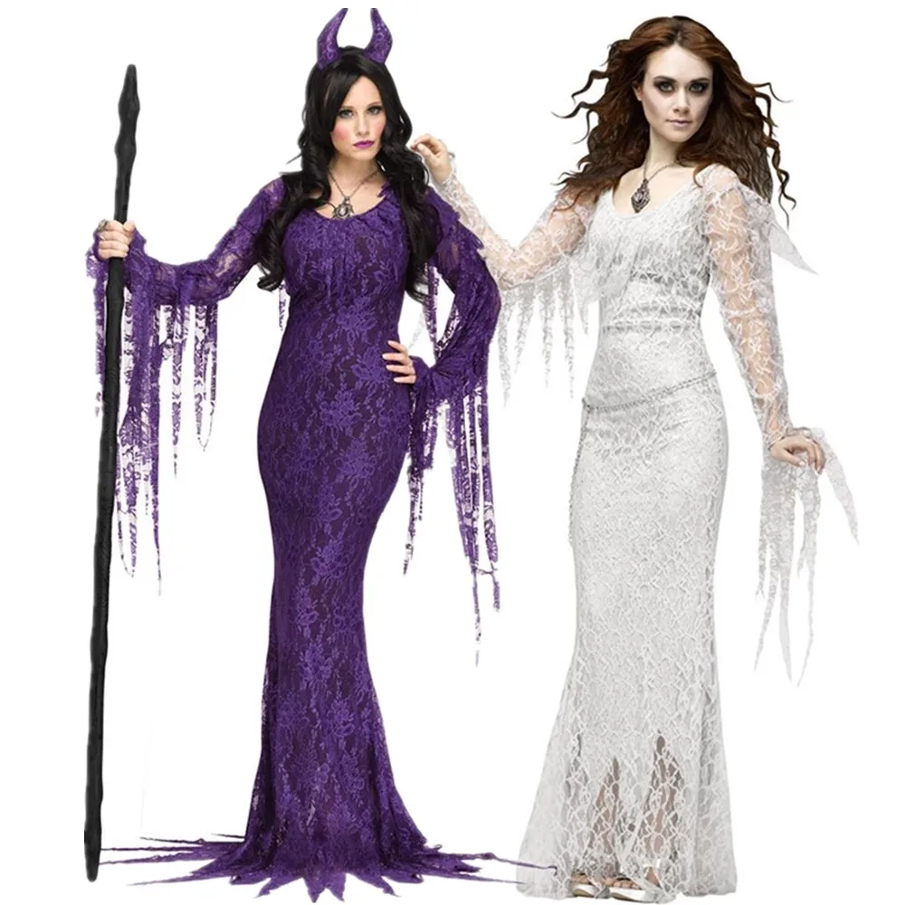 Halloween Purim Party Gothic Zombie Ghost Braut Vampire Phantasie Kostüm Masquerade Scary Böse Hexe Dämon Elf Cosplay Kleid