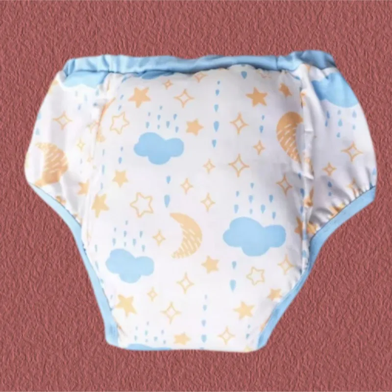 ABDL Adult Cartoon Printed Elastic Waistband Briefs Padded Washable Cloth Diaper Reusable  Underwear