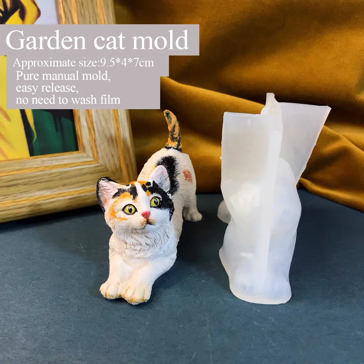 DIY Handmade Garden Cat Aromatherapy Plaster Mold Three-Dimensional Silicone Lovely Glue Grinding Tool for Crafting