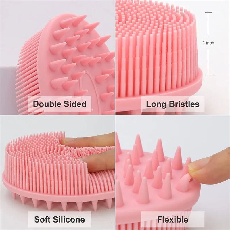 New Double-Sided Massage Shower Brush With Soft Bristles Comfortable For Children And Adults Silicone Shampoo Shower Brush