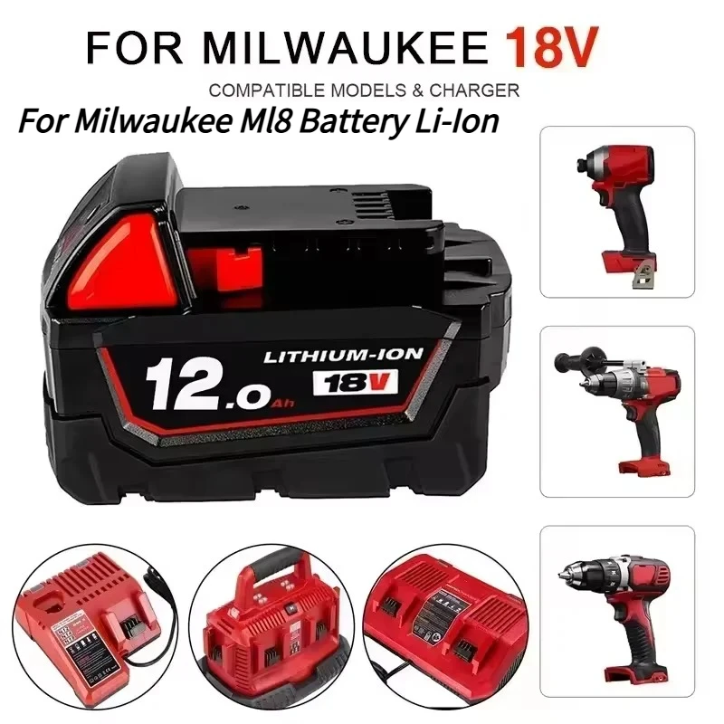 

HOT 18V 9.0Ah/12.0Ah Battery For Milwaukee M18 Battery Li-Ion Replacement Battery, For 18V 48-11-2830 0730-20 Tools battery