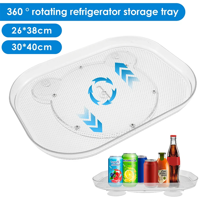 360° Rotating Tray Lazy Susan Fridge Organizer Turntable Storage Tray Clear Food Storage Organizer Spice Rack Kitchen Organizer