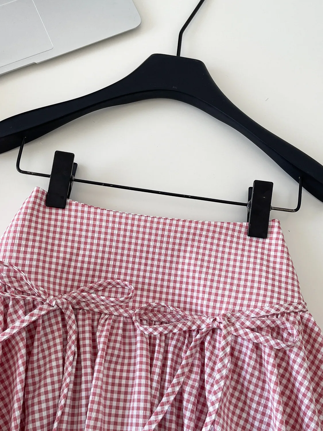 Women Pink Plaid Mini Bubble Skirt Vintage 2000s A-line Bow Balloon Skirt Harajuku Korean Style Y2k Puffball Skirt Summer 2026