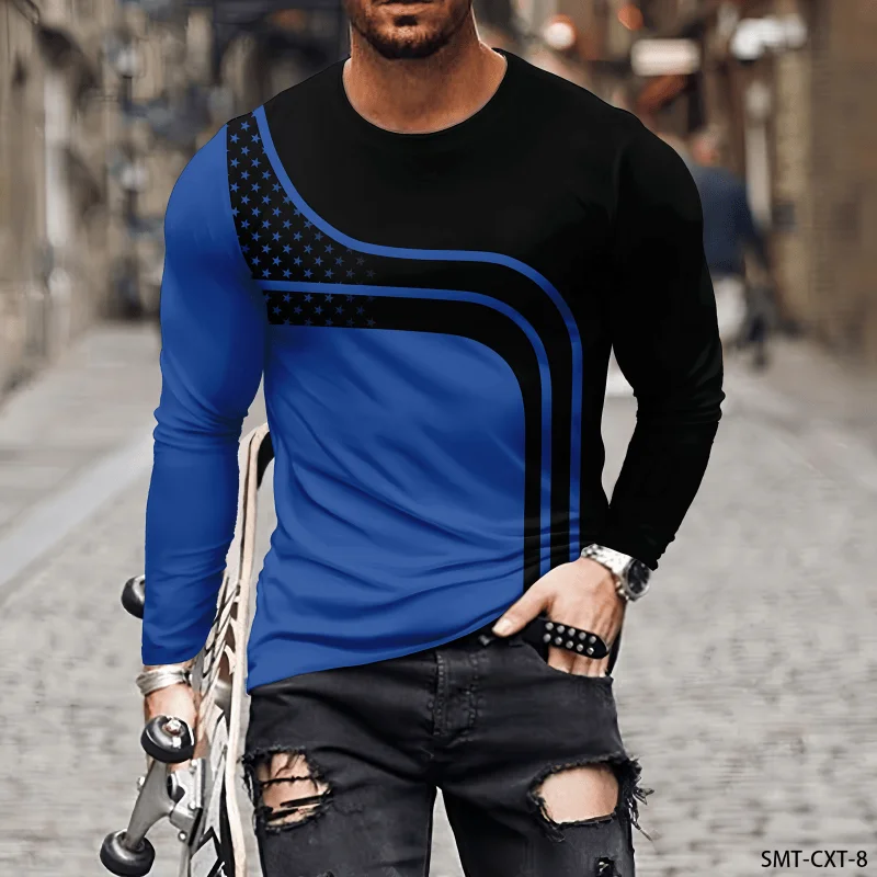 

Fashion Eagle Graphic 3D Printed Men's Round Neck T-shirt Casual Long Sleeve Tees Oversized Pullover Street Harajuku Man Clothes
