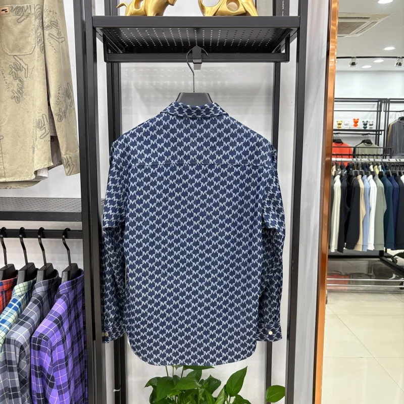  men's autumn high quality new product cowboy shirt jacquard lapel long sleeves pocket coat leisure fashion men's clothing tops