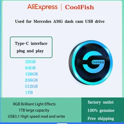 CoolFish-Disco Rígido Externo com Luz Ambiente Colorida, Cartão de Memória para Maybach Dash Cam, Unidade Flash USB, 128 G256G512G1T, Tipo C3.0, RGB