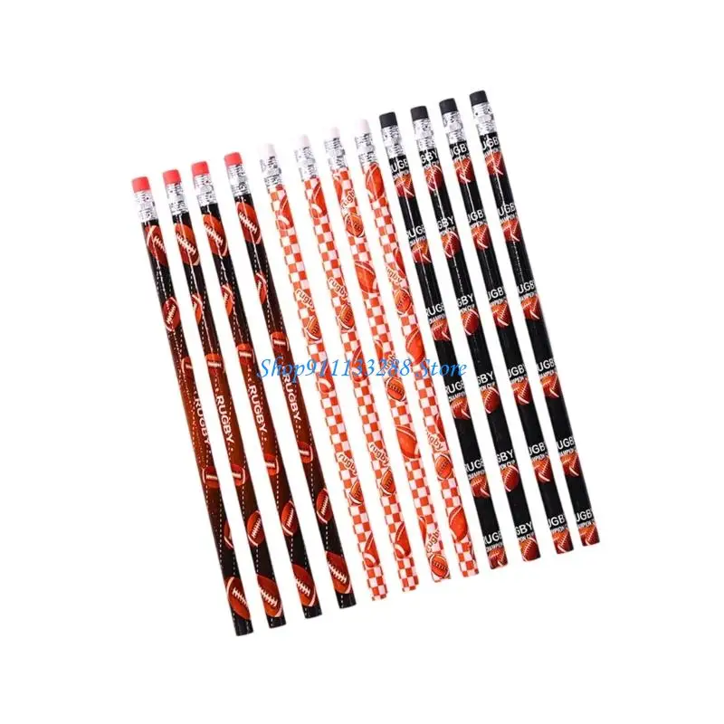 

G88D 12 Pcs Football Themed Pencils Writing Pencils with Eraser for Student
