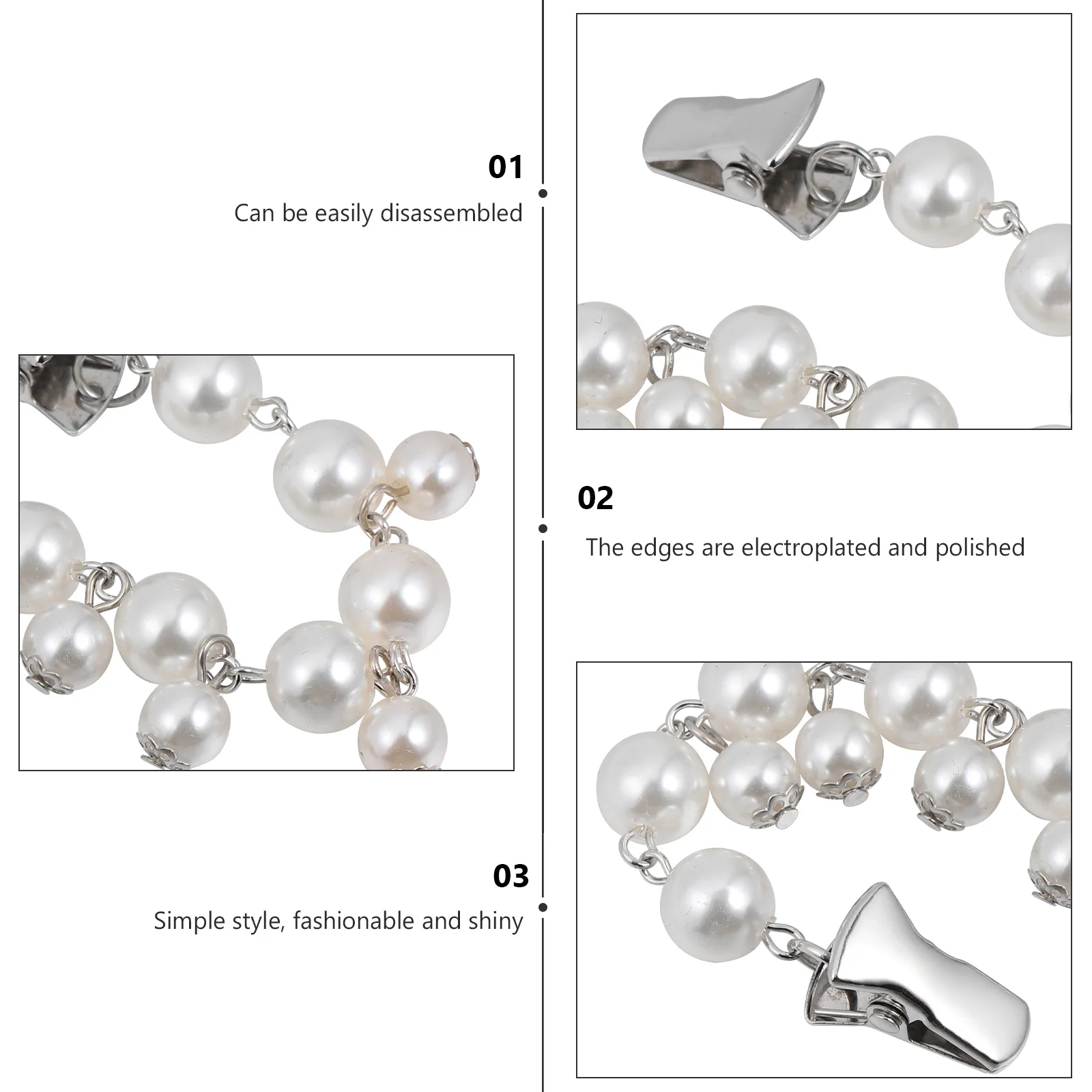 

2 Pcs Sweater Chains Vintage Cardigan Clips Elegant Resin Accessories Fashionable Pearl Neck Adornments Shawl Scarves Decorative