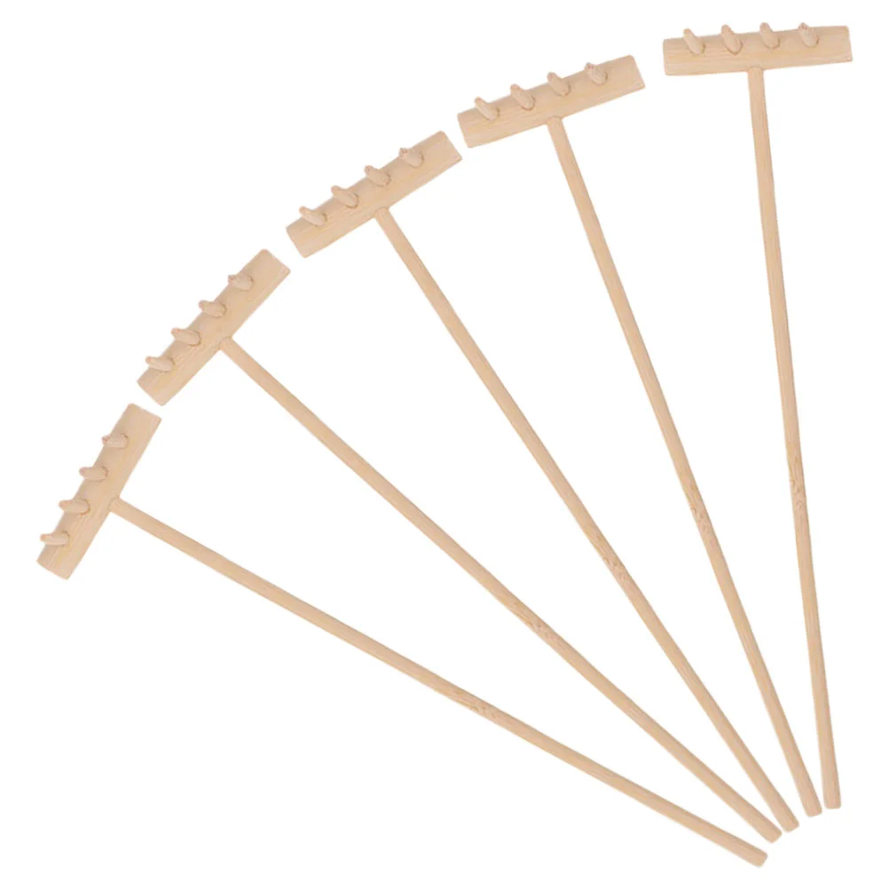 

5 Pcs Sand Table Accessories Mini Rake Playset Suite For Sandbox Garden Tools Desk Rakes Zen Tray Wooden Miniature Kits