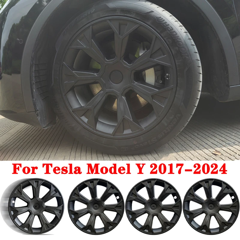 

4PCS 19 inch Hubcaps For Tesla Model Y 2024-2017, Tomahawk Style Wheel Covers Hub Caps Rim Protectors Cover Replacement