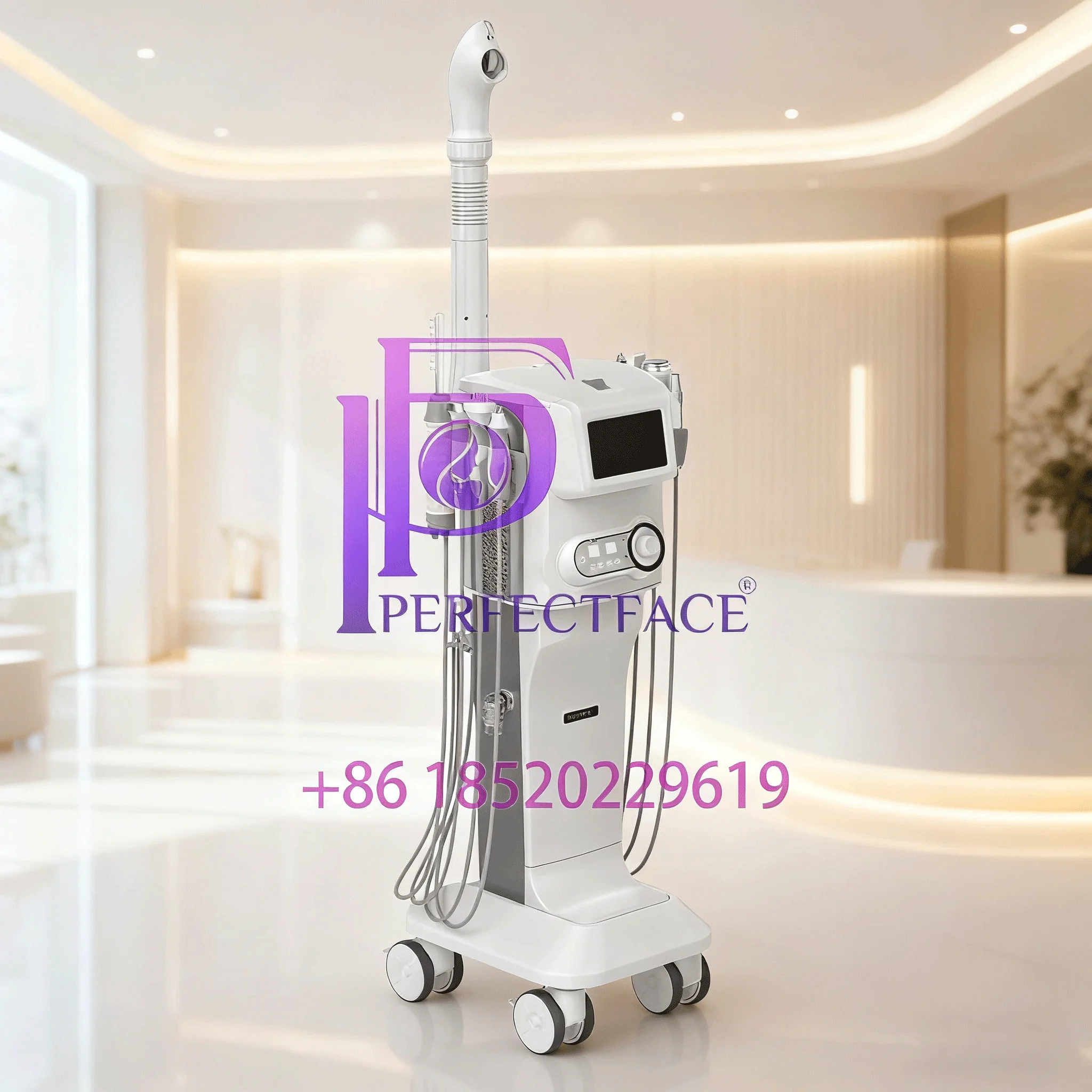 Professionele ultrasone gezichtsspuitmachine met koude / warme functie en vibratiemassage voor diepe huidverjonging