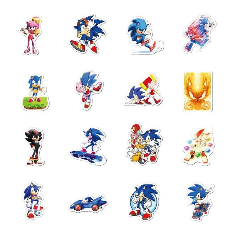 Pegatinas de Anime Sonic para niños, calcomanía de dibujos animados para motocicleta, equipaje de viaje, guitarra, monopatín, regalo de juguete, 50