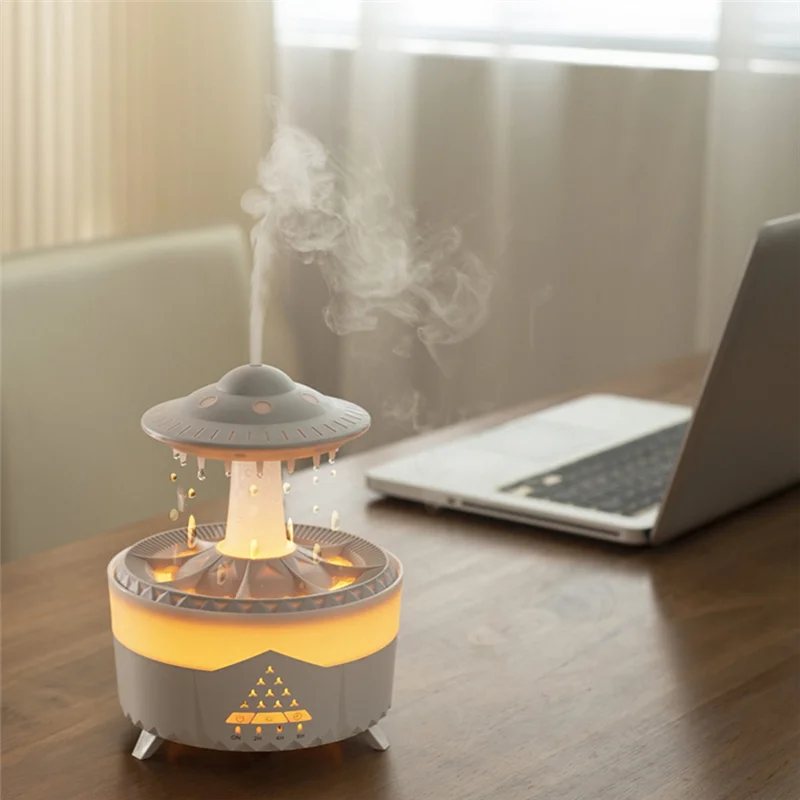 A69X-Rain Cloud Night Light Humidifier With Raining Water Drop Sound And 7 Color LED Light Essential Oil Diffuser, C Easy To Use