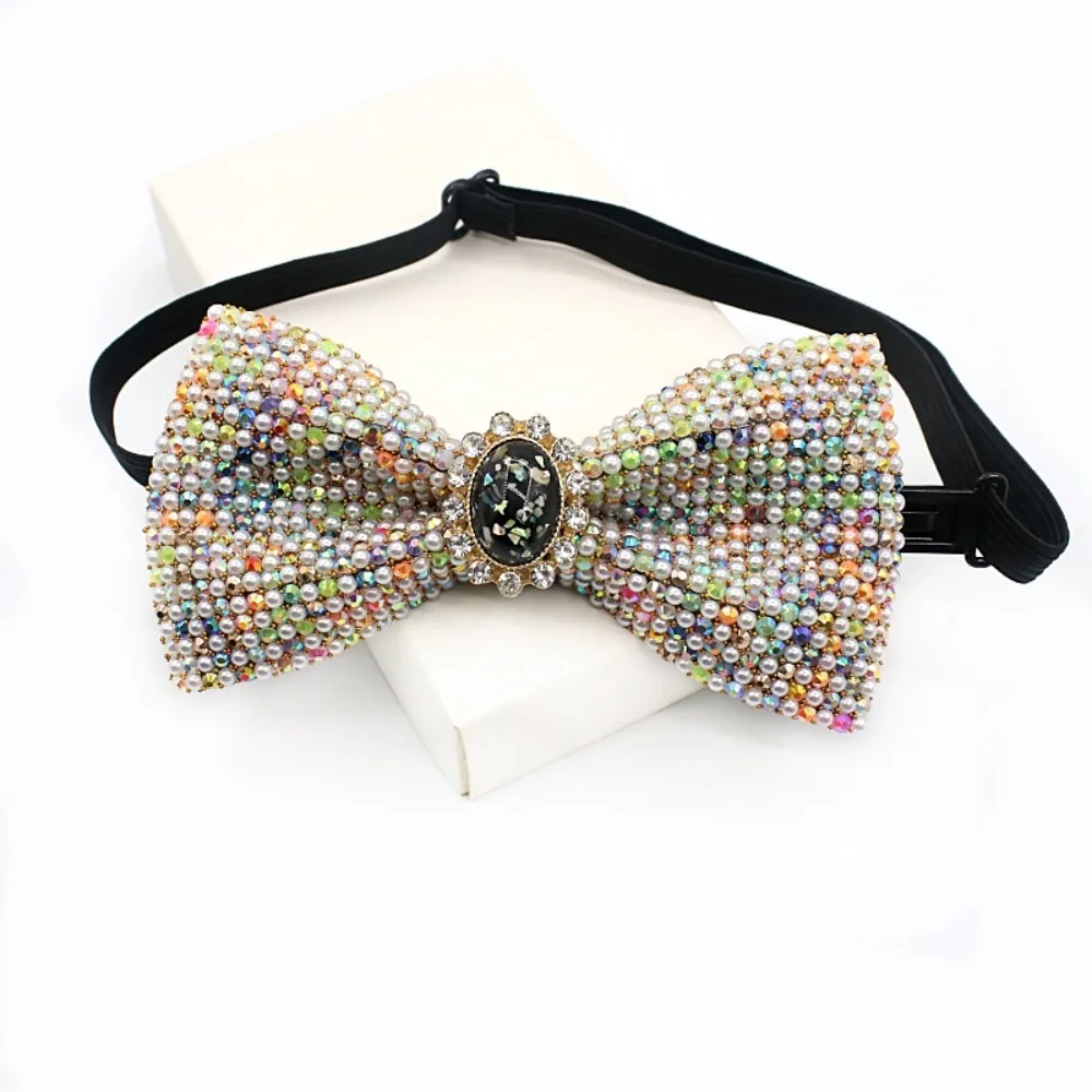 

New Gravel Bow Tie Colorful Stone Adjustable Necktie Bow Men