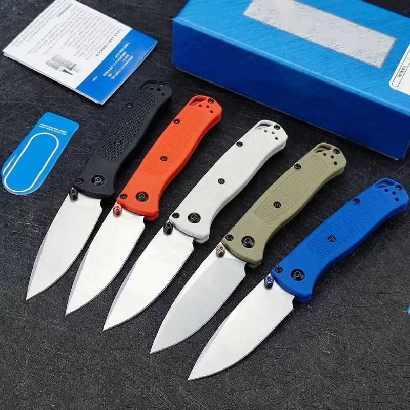 Orange Handles Bench Made Mini Bugout 533 Folder, S30V Satin Blade Work Sharp Easy Carry Outdoor Hunting Hiking Pocket Knives