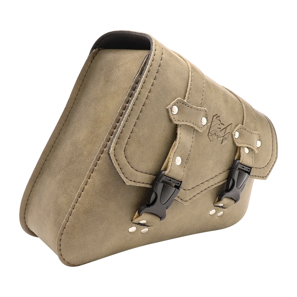 Universal Motorcycle Side Saddle Bags PU Leather SwingArm Tool Bag Plastic Buck Cafe Racer Luggage Bag For Cruiser Custom