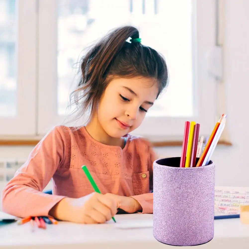 Soporte cilíndrico para bolígrafos, organizador de almacenamiento de bolígrafos de escritorio de piel sintética para el hogar, oficina, escuela, portalápices redondo, taza para bolígrafo para dormitorio