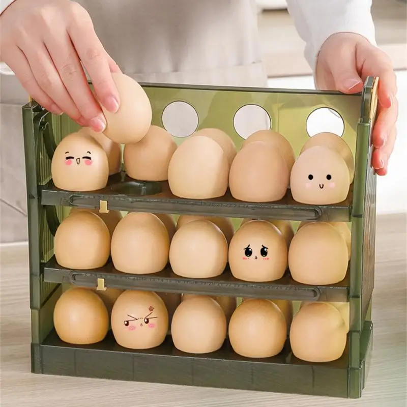 Refrigerator Side Door Egg Rack Flip up Countertop Egg Rack Storage Box Drawer type Storage Box Large capacity Storage Container