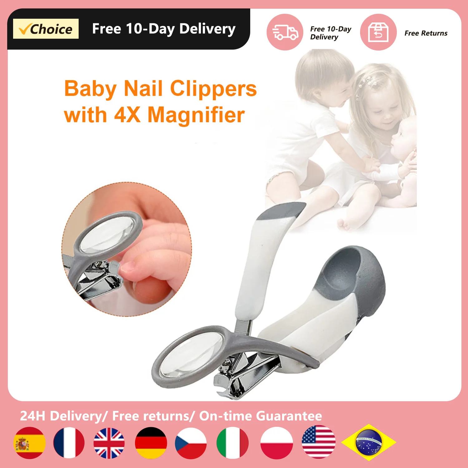 Baby Nail Clippers with 4X Magnifier Safety First for Newborn Toddlers Kids