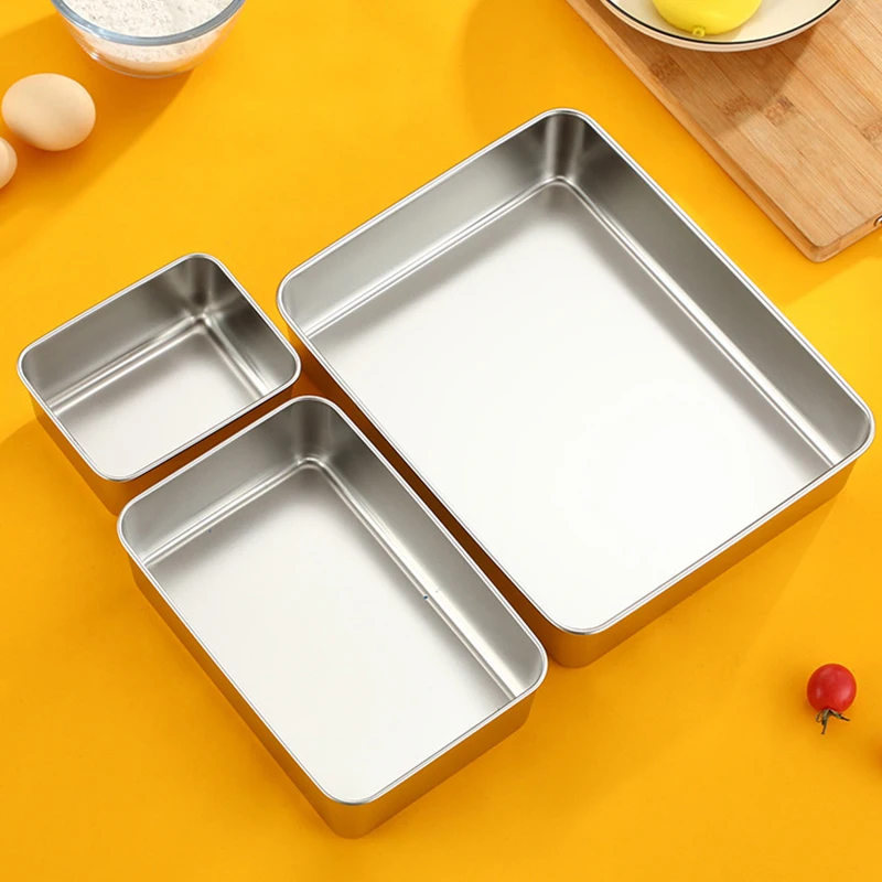 Molde para tarta de queso de acero inoxidable, 6 tamaños, molde para hornear, tiramisú, molde para magdalenas, molde rectangular para pasteles de cumpleaños, pan de gasa