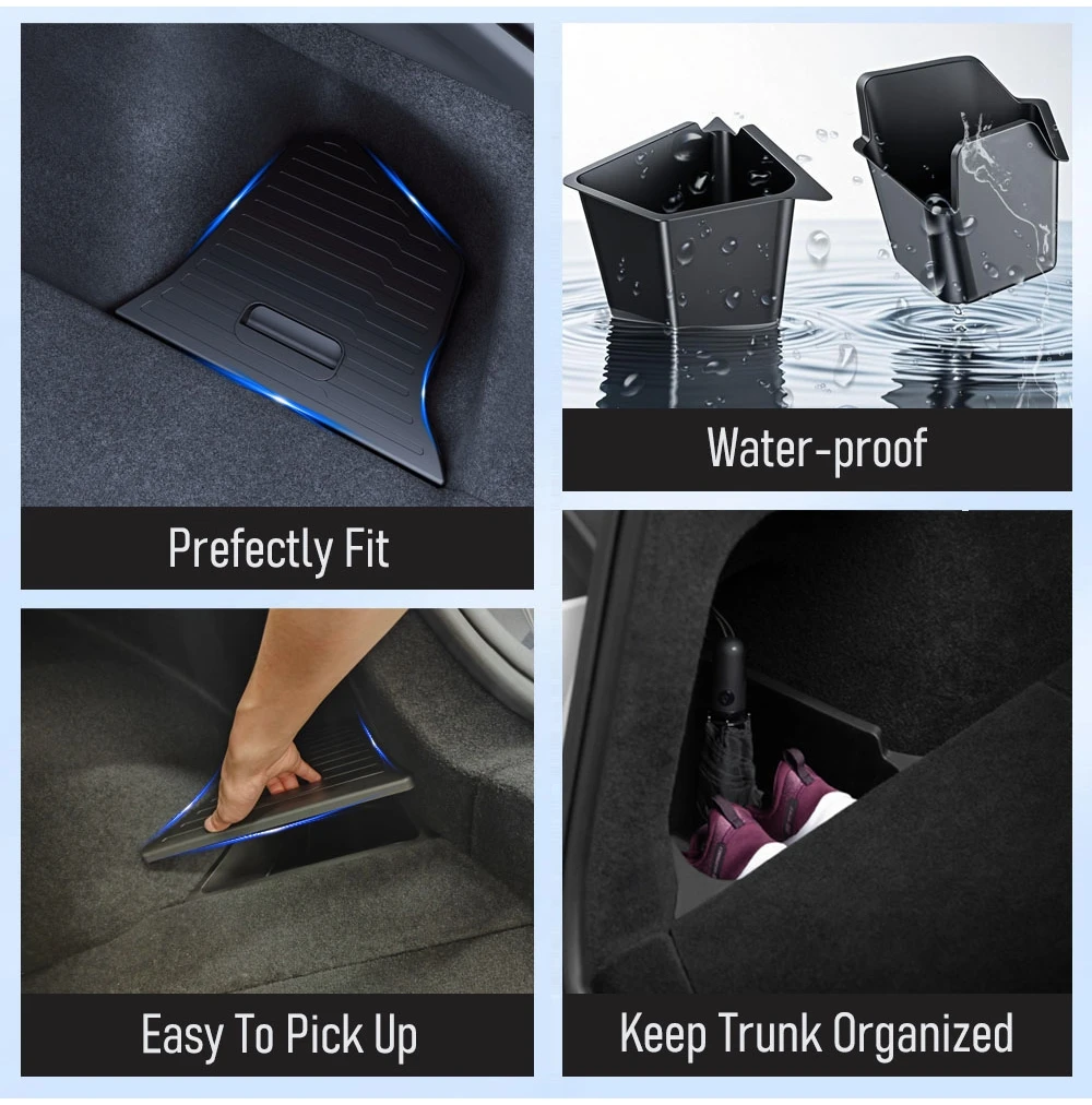 Storage Coffre Tesla Organisateur Coffre Tesla Model Y TOOSOAR - Boîtes étanches TPE Sur Mesure Rangement Model Y