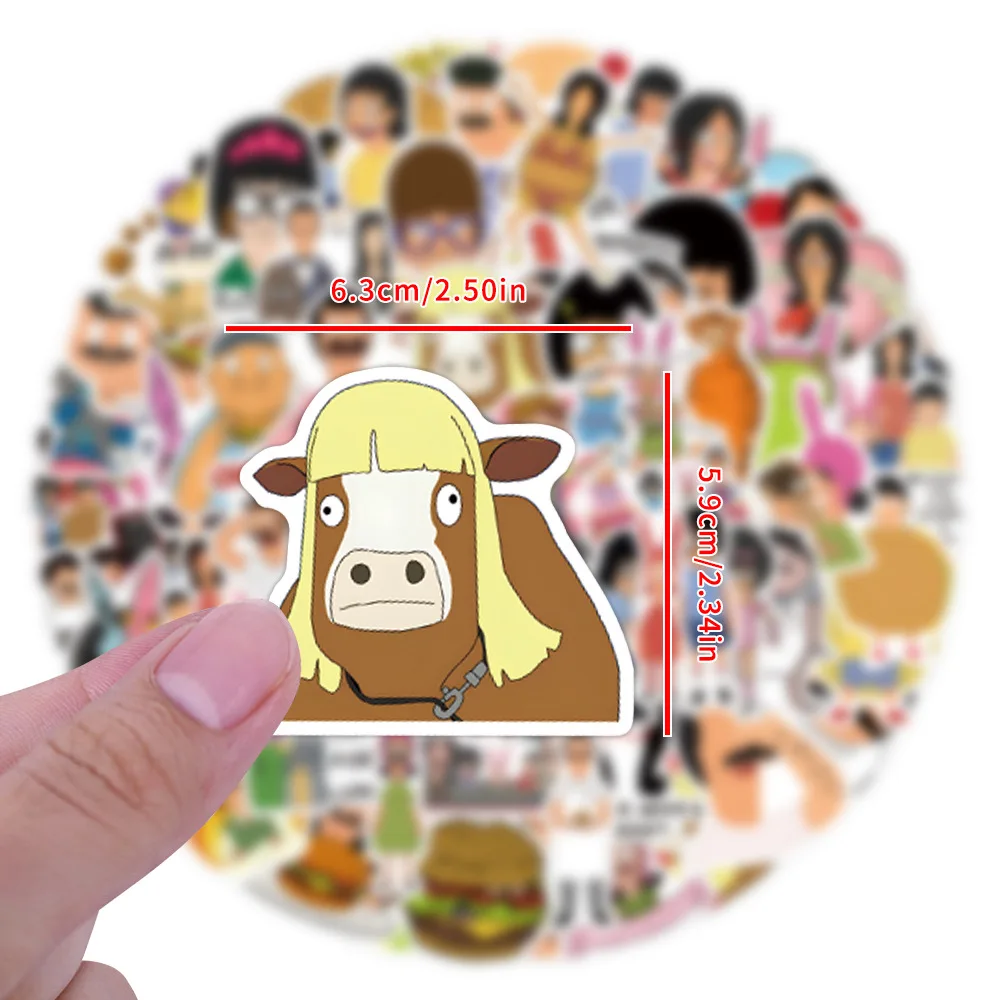 55/110PCS 만화 밥 버거 낙서 스티커 DIY 전화 노트북 자동차 여행 수하물 노트북 컵 어린이를위한 방수 스티커