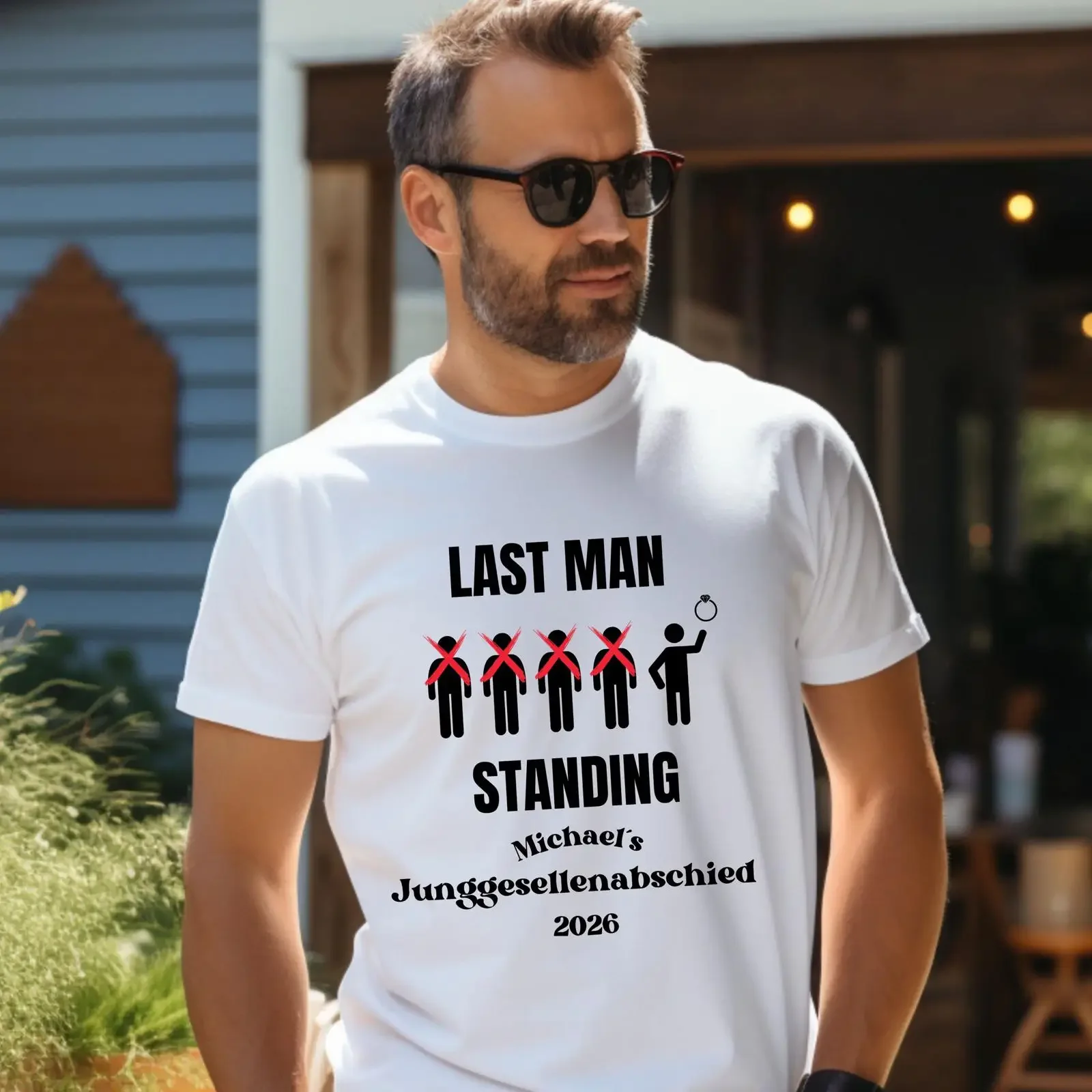 Personalized Last Man Standing Stag Party T Shirt Custom Name Bachelor For Groom Best Group vintage Washed Versatile Soft homme