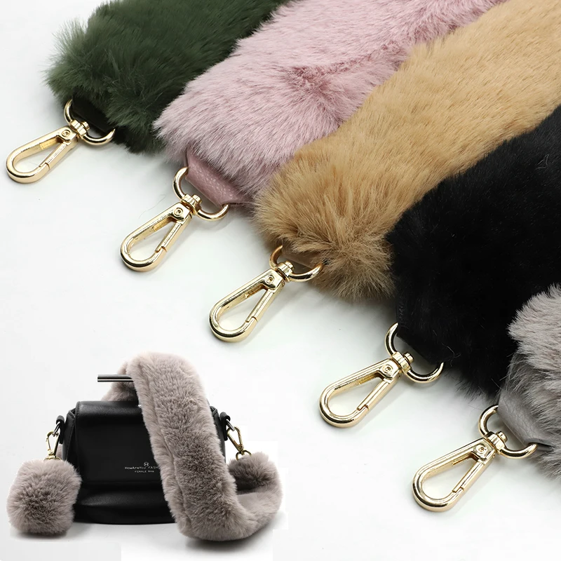 Winter Faux Fur Strap Bags Handle Replacement Handbag Accessories Bag Strap For Crossbody 40cm 100cm Plush Decorative Chain