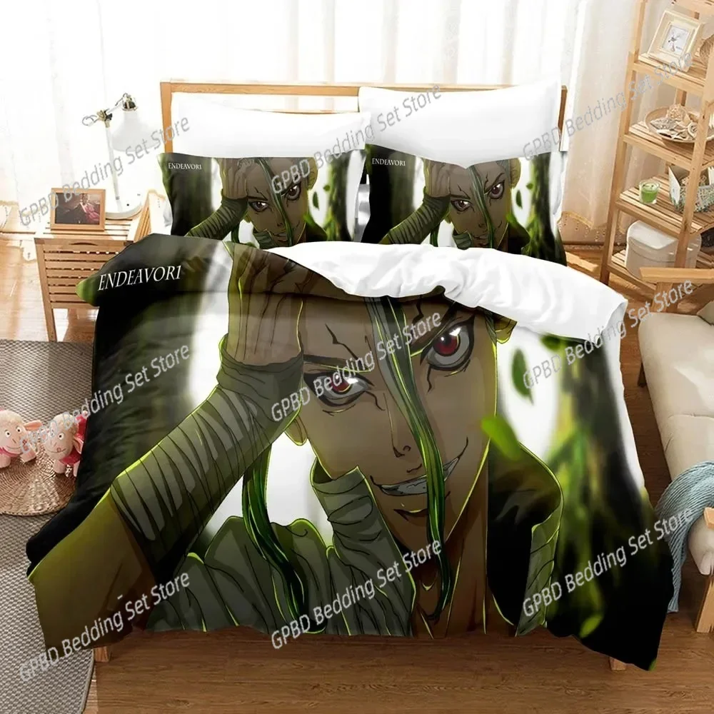 

Anime Dr.Stone Senku 3D Bedding Set Duvet Cover Pillowcases Single Twin Full Queen King Size Home Decor Quilt Boys Gift