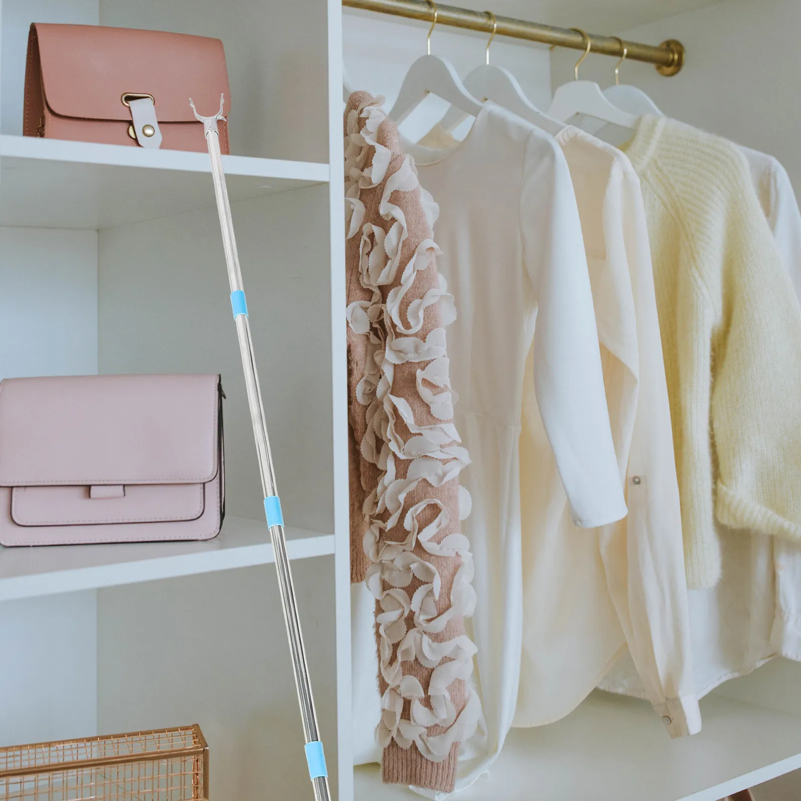 Telescoping Clothes Rail Adjustable Length Stainless Steel Closet Poles for Hanging Clothes Retractable Pole Easy
