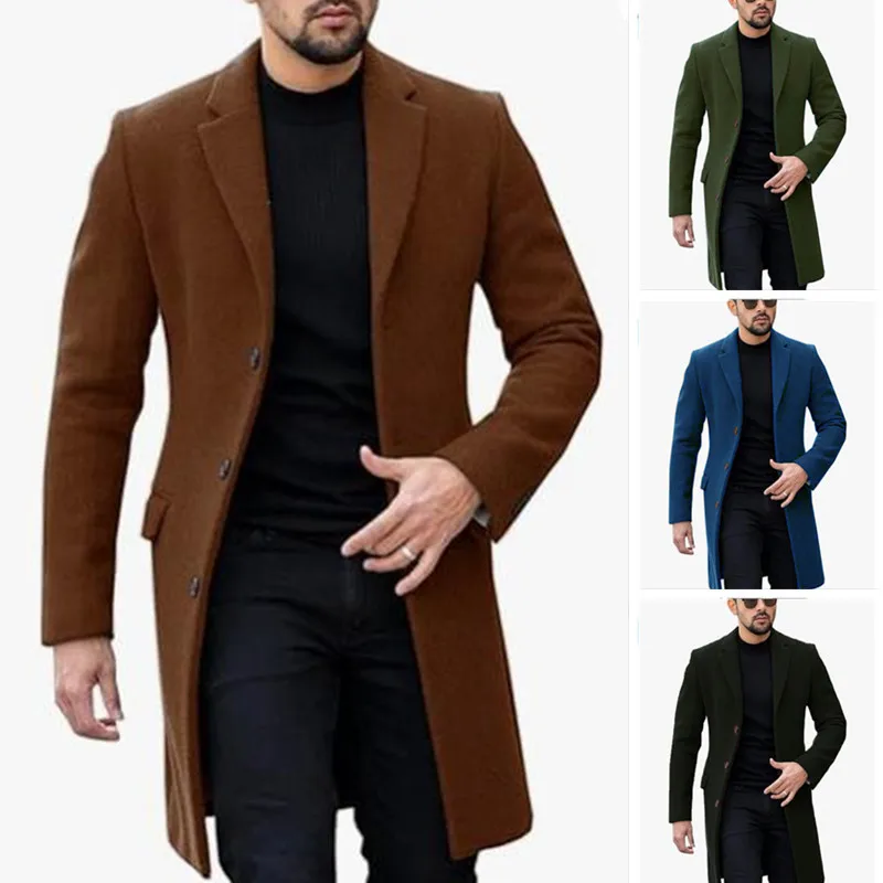 Japanese and Korean Hot Orders2024New Independent Station Woolen Coat Men's Coat Single-Breasted Cardigan Woolen Coat