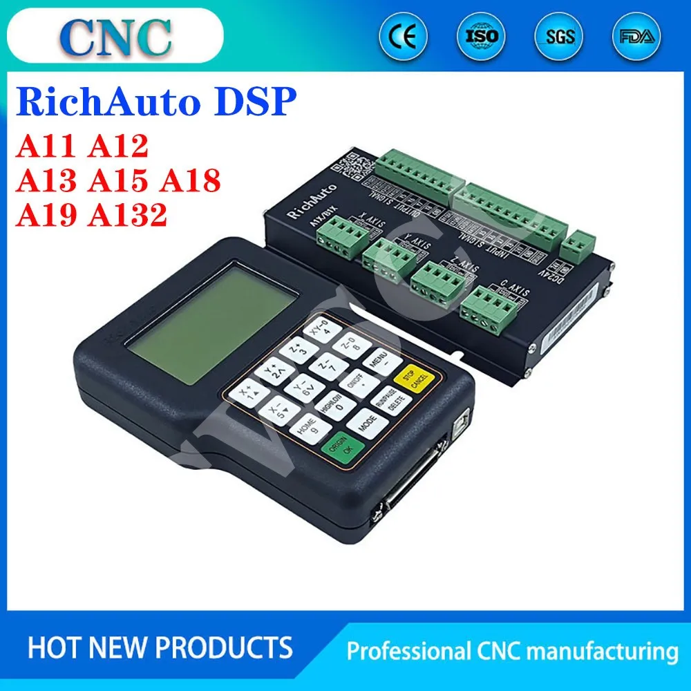 RichAuto DSP handheld controller A11 A12 A13 A15 A18 A19 A132 engraving, milling, turning and grinding 3/4 axis motion system