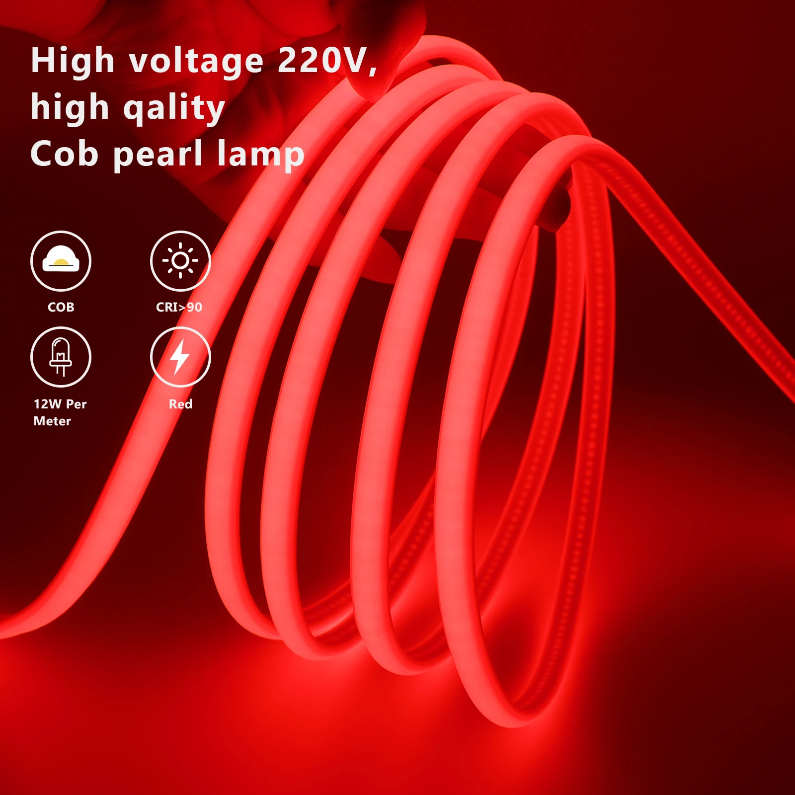 220 فولت Cob LED قطاع ضوء IP65 مقاوم للماء 288 المصابيح/م عكس الضوء المطبخ غرفة نوم عالية الكثافة شريط مرن أبيض أزرق أخضر أحمر