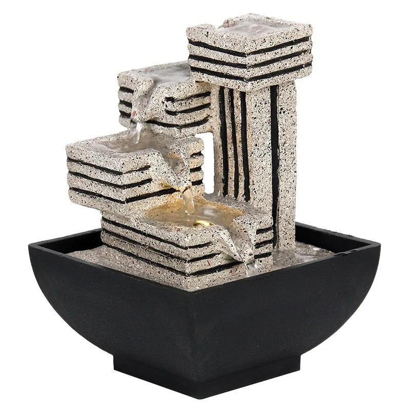 Tabletop Water Fountain Led Light Indoor Decoration Feng Shui Ornaments For Home Office Desk Decorative Gift
