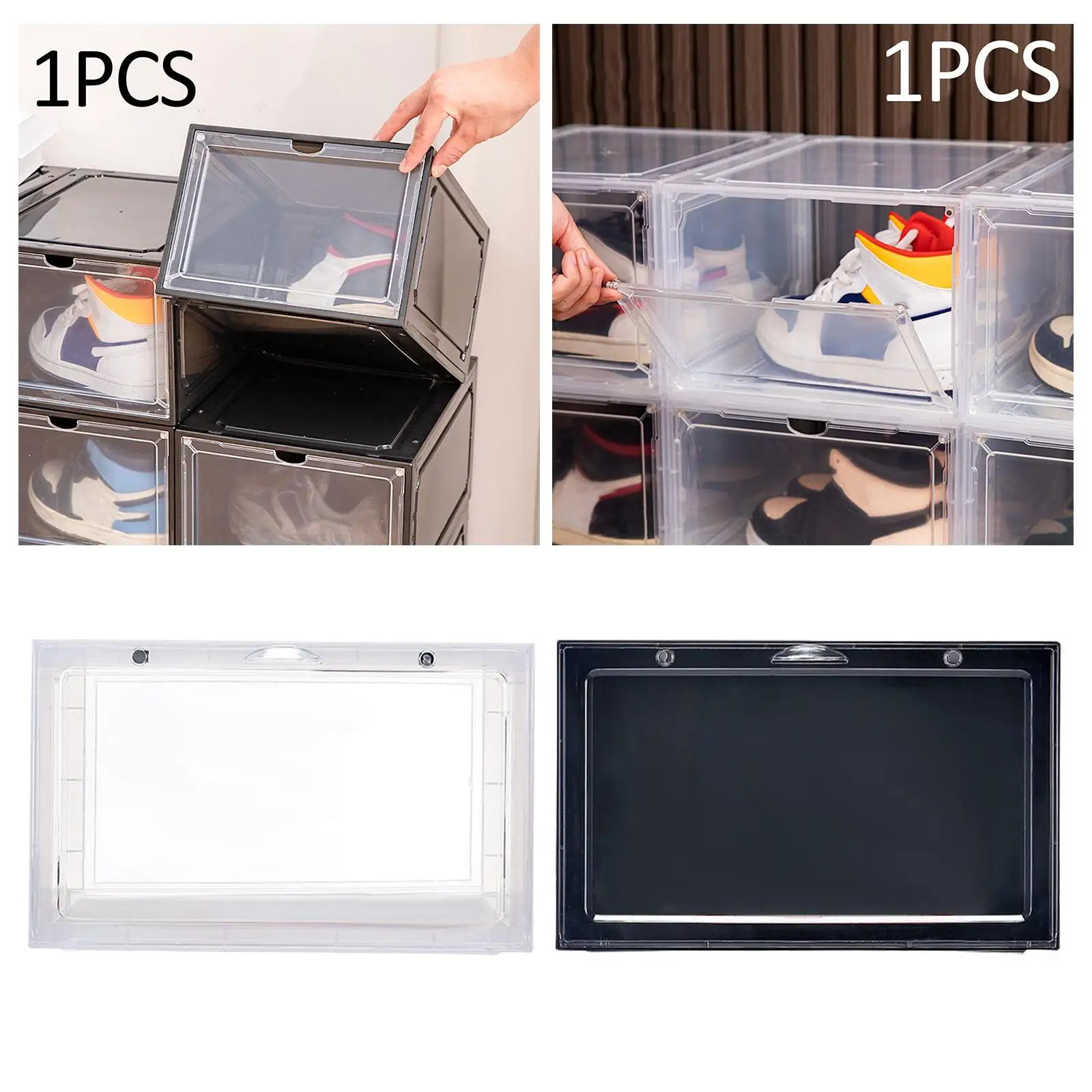 Shoe Container Multifunctional Shoes Organizer Display Bins Shoes Display Case for Sandals Sneakers Flip Flops Heels Wedges