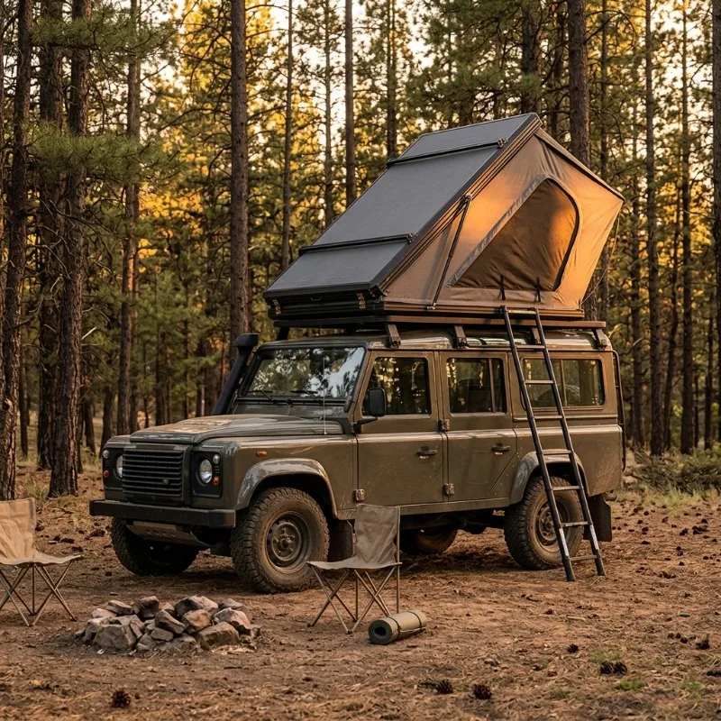 4x4 Updated Slimline Hard Shell Rooftop Tent for Outdoor Camping and Pickup Truck