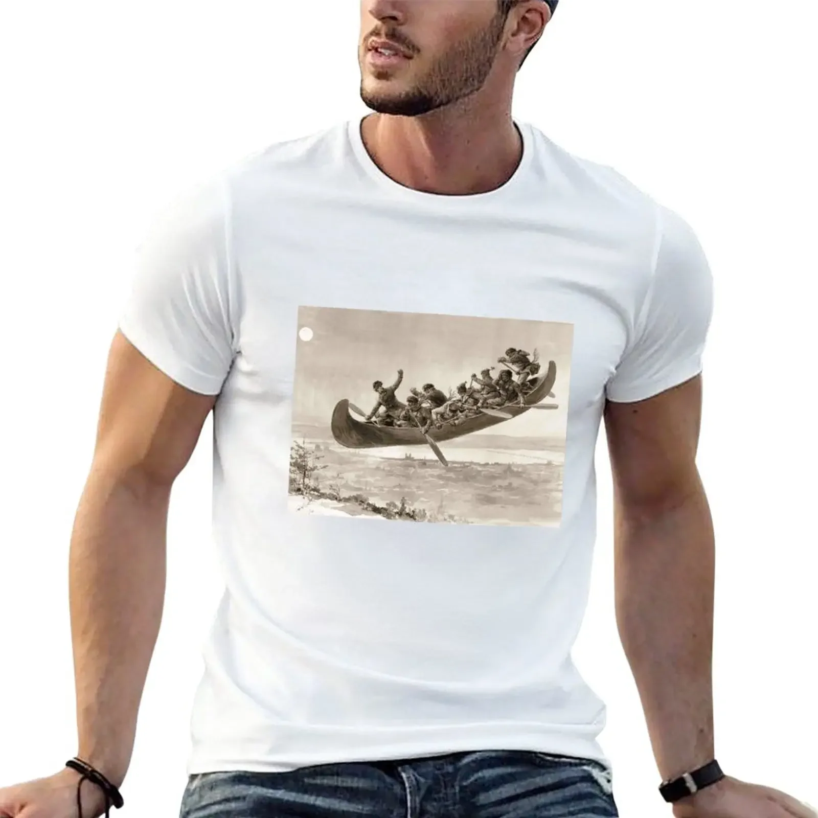 La chase galerie by Henri Julien - Tshirt - The Bewitched Canoe - The Flying Canoe T-Shirt customizeds men t shirts