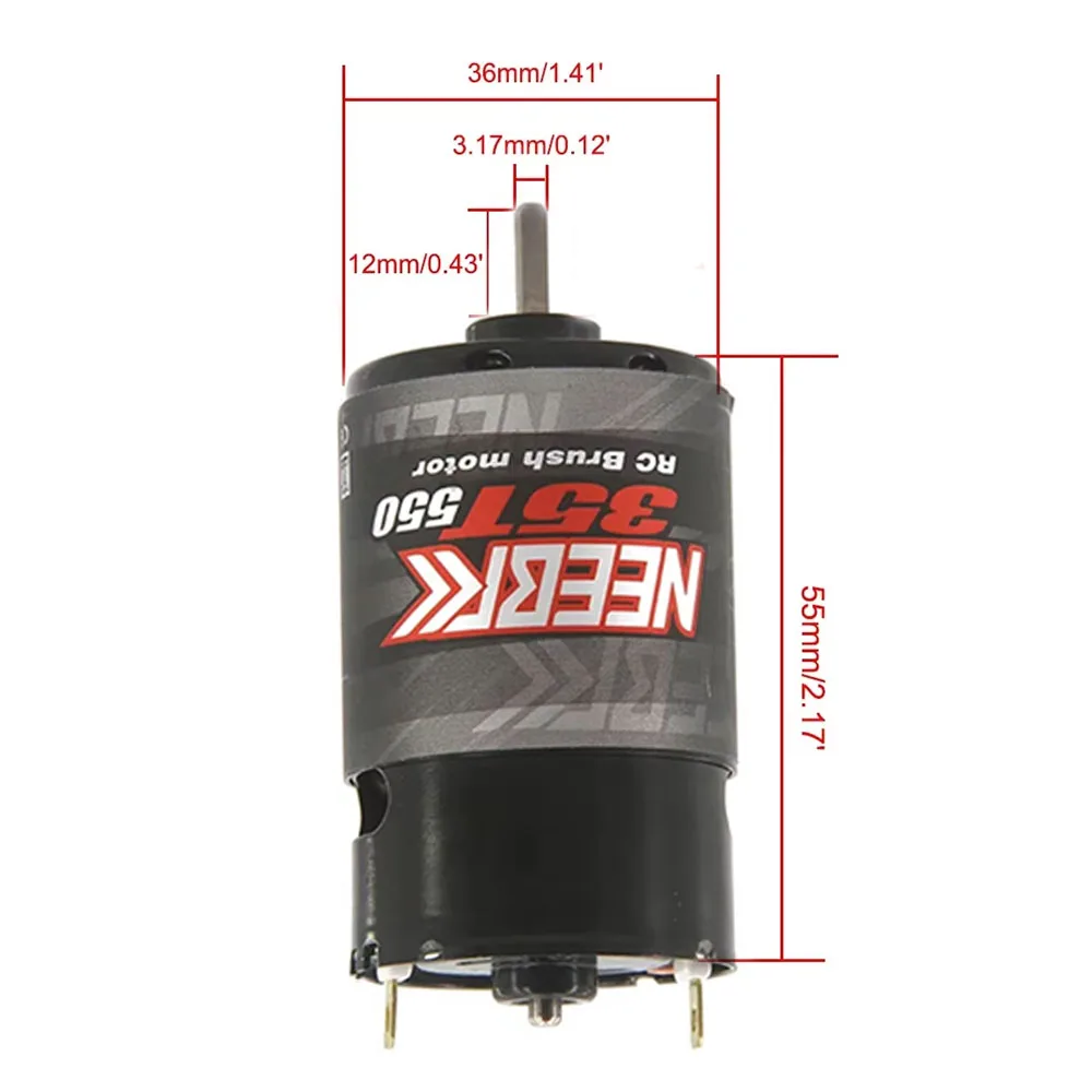 NEEBRC 550 Brushed Motor Waterproof 12T 21T 29T 35T 55T for 1:10 RC Crawler Axial SCX10 AXI03007 JL 90046 TRX4 TRX6 RC Parts