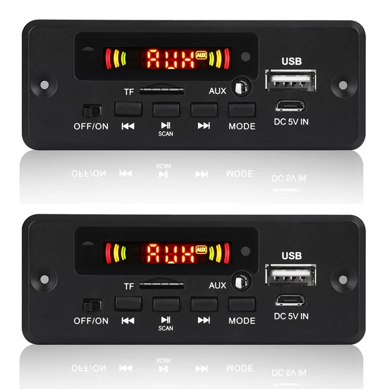 2Pcs 2X3W Amplifier MP3 Decoder Board 12V Bluetooth 5.0 30W Car FM Radio Module Support TF USB AUX