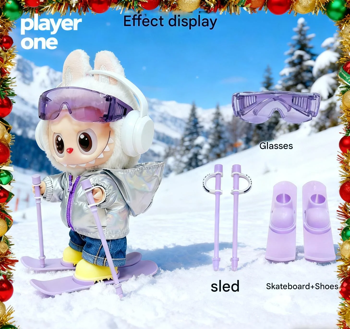 

Labubu doll clothes for 17cm dolls, Labubu cotton doll ski accessories, doll winter cotton clothing, doll Christmas gifts.