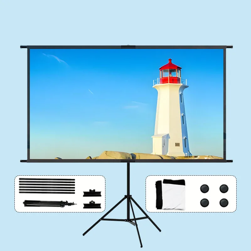 

72-дюймовый экран с одним треугольным кронштейном для домашнего использования. Простота установки. Поддерживает проекцию высокой четкости.