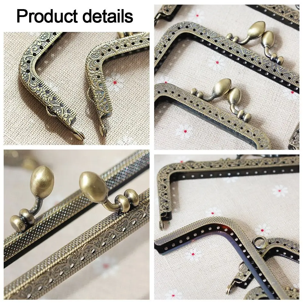 1Pc Purse Clasp Frame Bag Kiss Clasp Lock Vintage Metal Purse Frame for DIY Craft Purse Bag Making 8.5/10.5/12.5/15/20.5cm Sizes