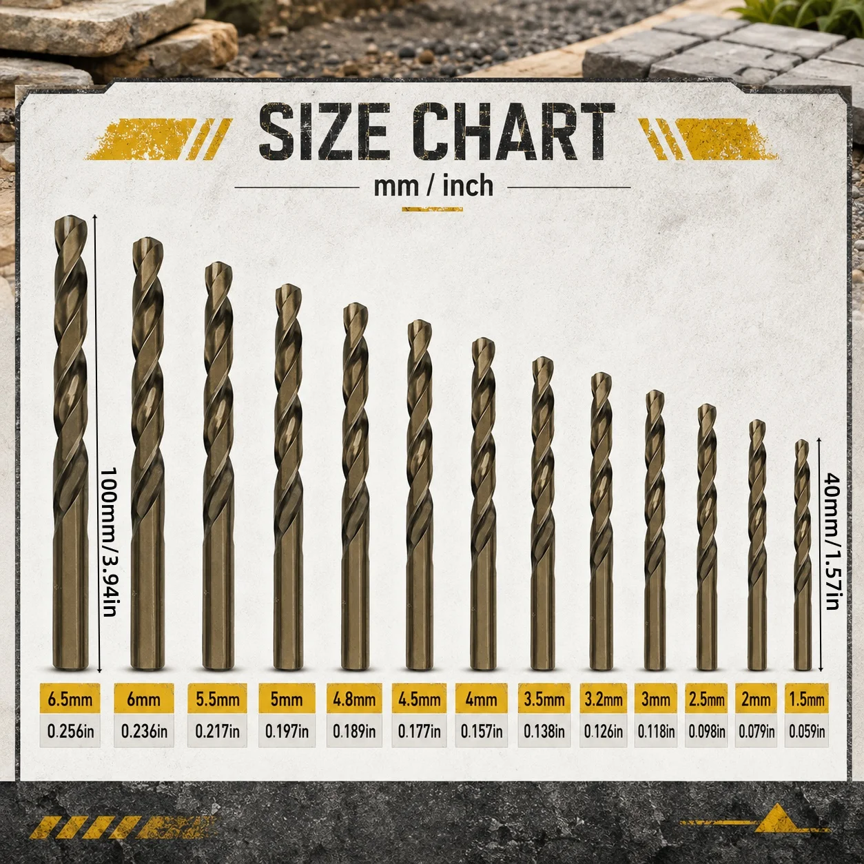 13PCS HSS Twist Drill Bit Set 1.5-6.5mm with Metal Case, 135° Split Point for Metal Wood Plastic DIY Drilling Tools