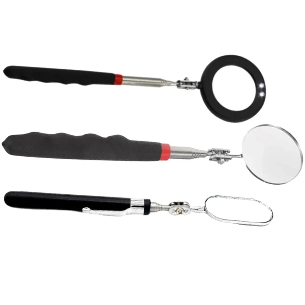 360° Inspection Mirror LED Light Telescoping Mirrors Extend Mechanic Tools Inspection Mirror Telescopic Handle Repairing Tools