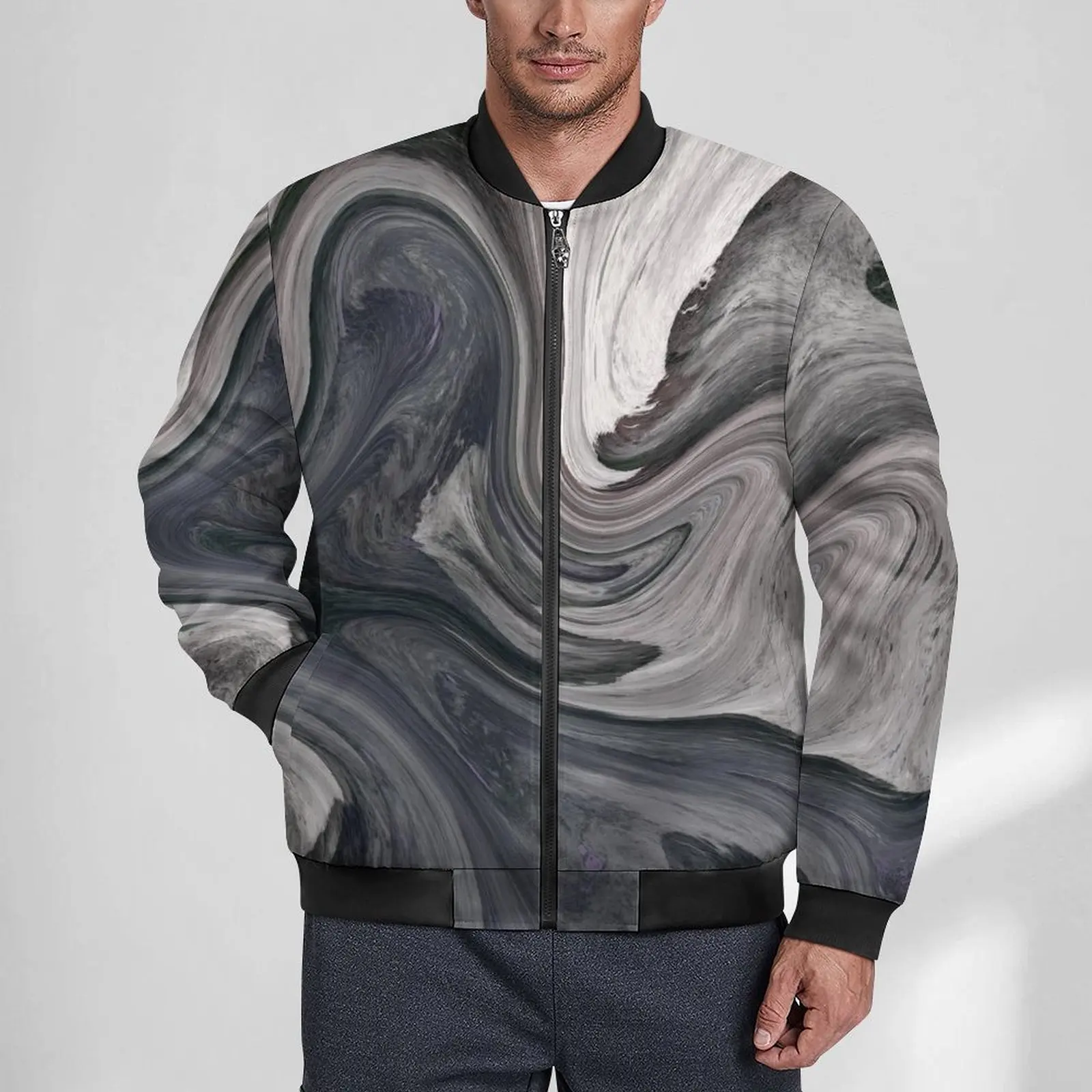 

Gray Brush Casual Jackets Abstract Fluid Paint Hooded Windbreak Male Printed Coats Winter Kawaii Classic Jacket Plus Size 6XL