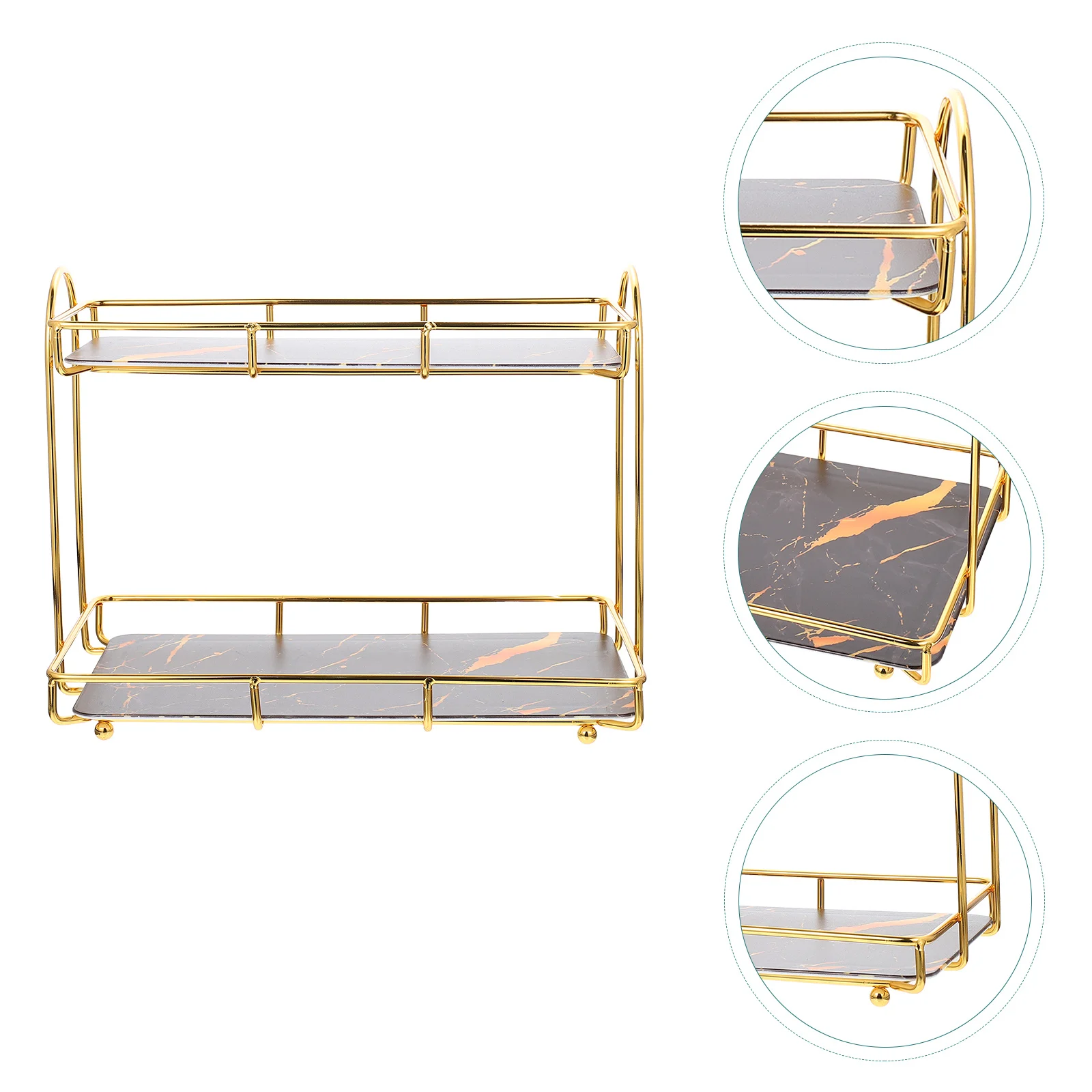 

Shelf Home Organization Desktop Makeup Storage Rack Organizer for Perfume Toiletry Black Bathroom Shelves Countertop