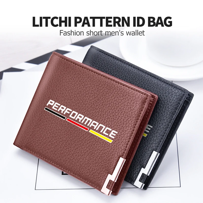 PU Litchee Pattern Card Holder Casual Men Coin Purse Small Wallet For BMW 1 3 5 Series G30 G32 G38 2021 2020 2019 2018 E46 E91