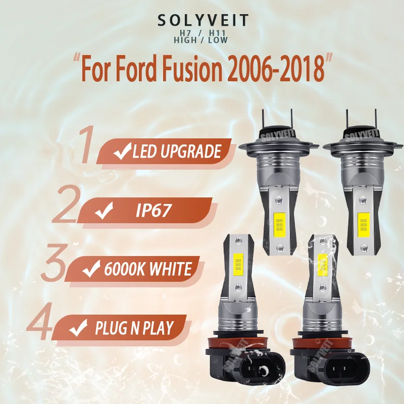 

Engineered for Excellence: LED Headlight H7 High H11 Low Kit For Ford Fusion 2006 2007 2008 2009 2010 2011 2012 2013 2014-2018