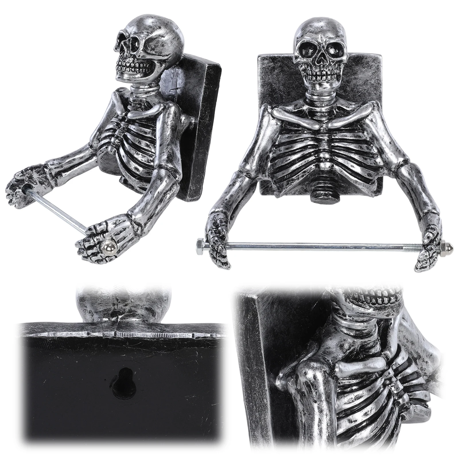 3D Embossed Skull Toilet Paper Holder Wall Mount Halloween Gothic Resin Bathroom Decoration